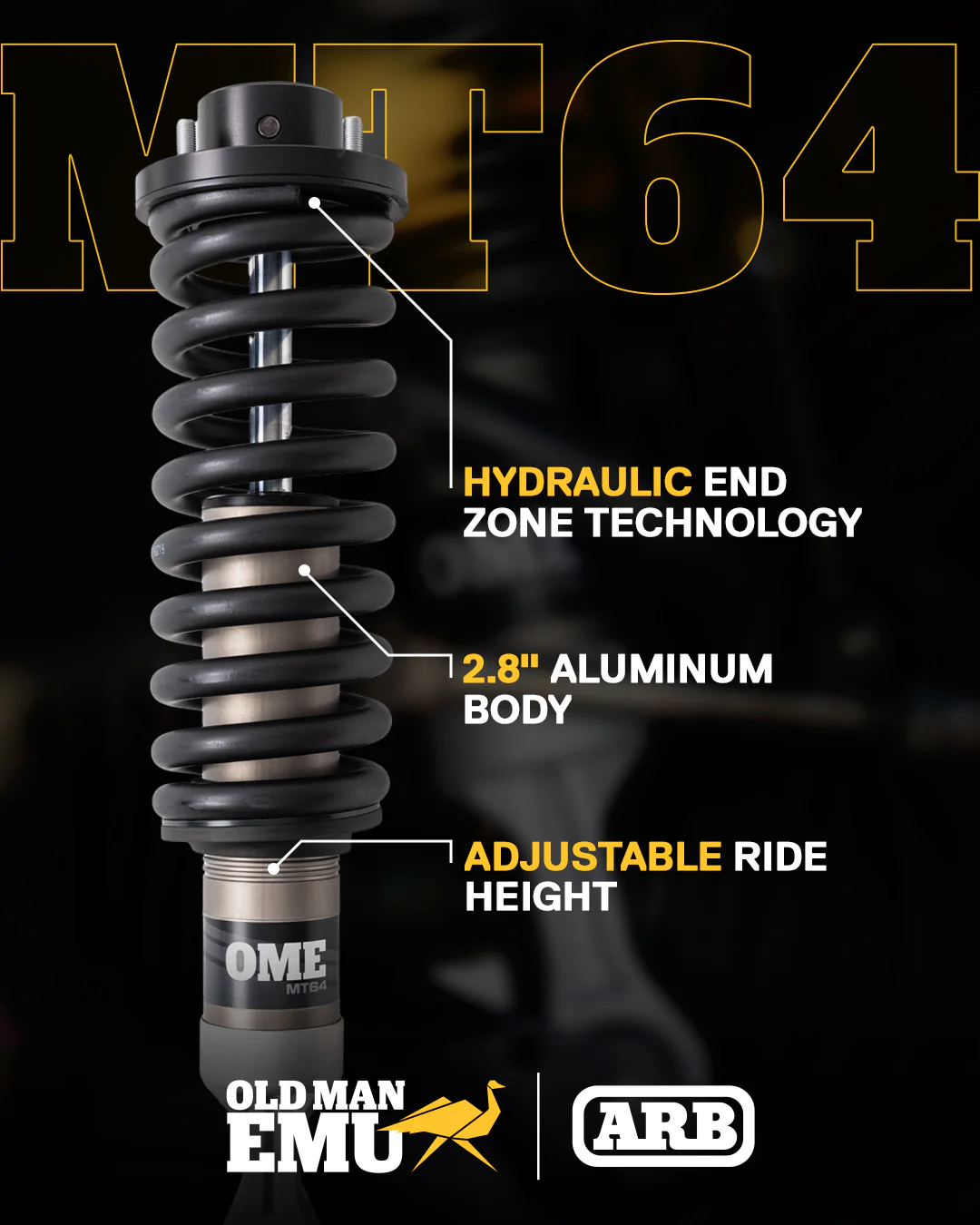 Old Man Emu MT64 Coilover Strut Front for 2024-2026 Toyota Tacoma 4WD RWD w/0-3" lift - Image 2