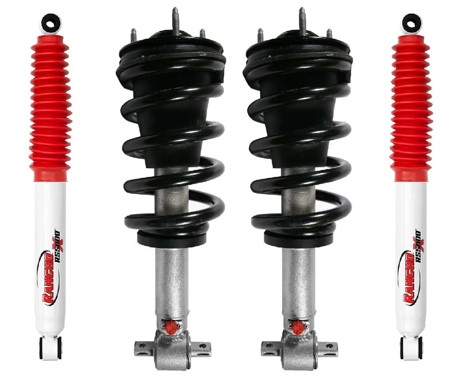 Rancho Quicklift Leveling Strut + Rear RS5000x Gas Shocks Set for 2015-2020 Chevrolet Suburban 4WD RWD