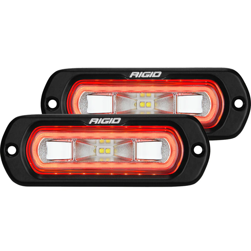 Rigid Industries SR-L Series Flush Mount LED Spreader Pair w/ Red Halo - Universal - Image 2